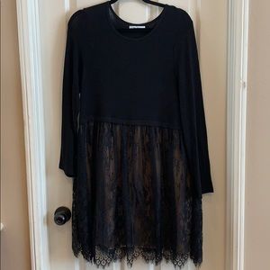 Anthropologie black sweater lace dress.